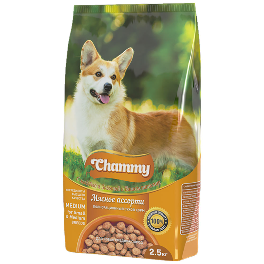 Корма для собак средних пород купить. Chammy корм для собак. Корм для собак Chammy 2.5 кг. Корм Chammy для собак мелких пород. Корм Чамми мясное ассорти.