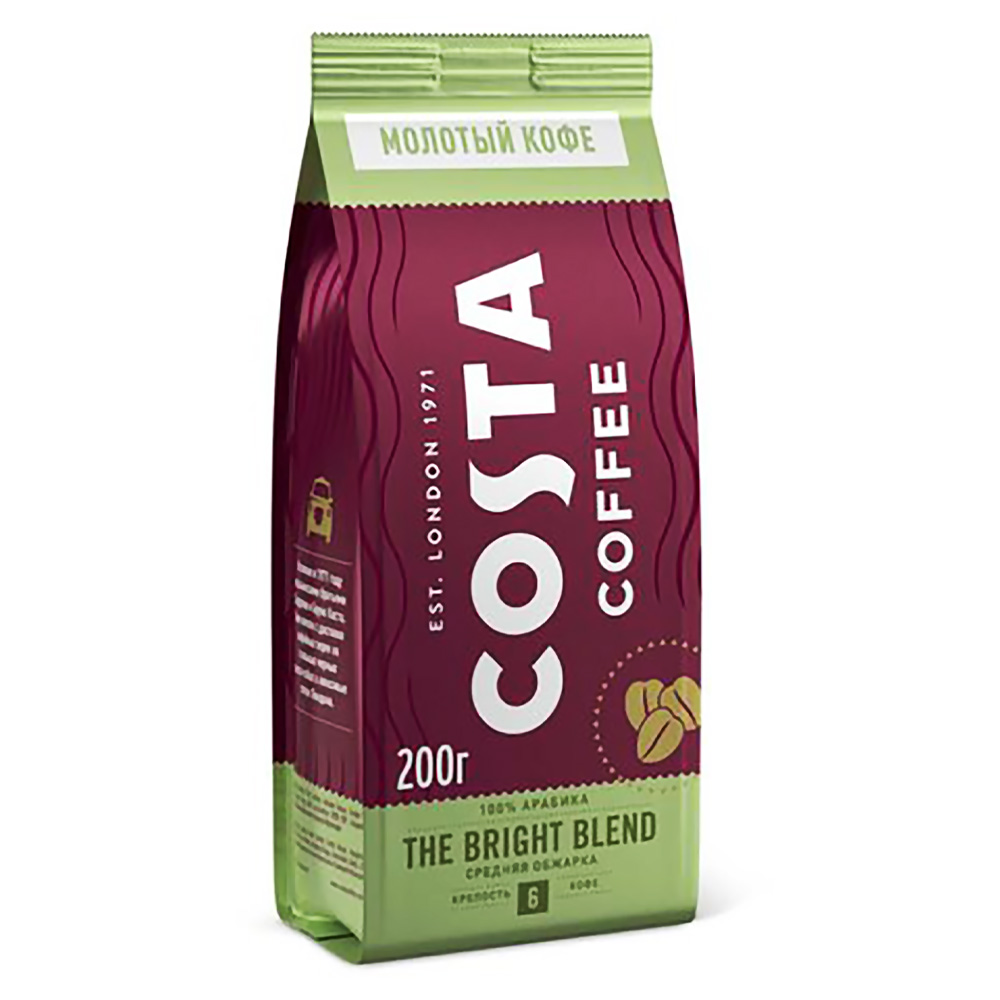Молотый кофе 200 г. Кофе Costa Signature Blend. Кофе Коста молотый 200г. Кофе Коста Брайт Бленд молотый, 200 г. Costa Coffee Bright Blend кофе в зернах 200г.